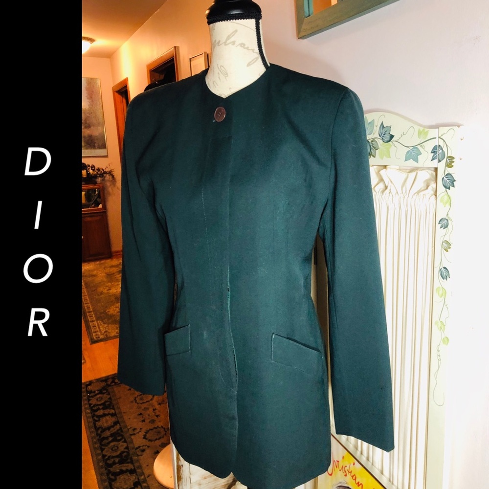 SALE🎊8-VINTAGE CHRISTIAN DIOR GREEN WOOL JACKET